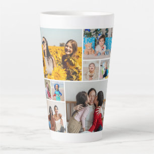 Caneca De Café Latte Crie sua própria colagem de 8 fotos