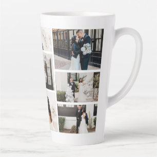 Caneca De Café Latte Crie sua própria colagem de 8 fotos