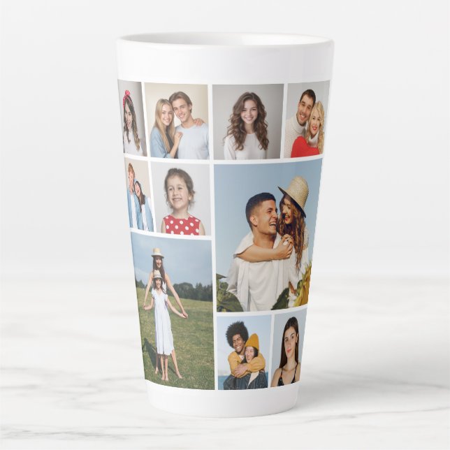 Caneca De Café Latte Crie sua própria colagem de fotos (Frente)