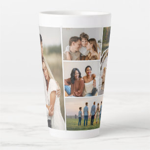 Caneca De Café Latte Crie sua própria colagem de fotos