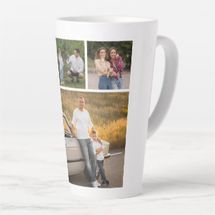 Caneca De Café Latte Crie sua própria colagem de fotos