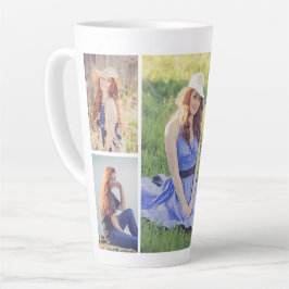 Caneca De Café Latte Crie sua própria colagem de fotos