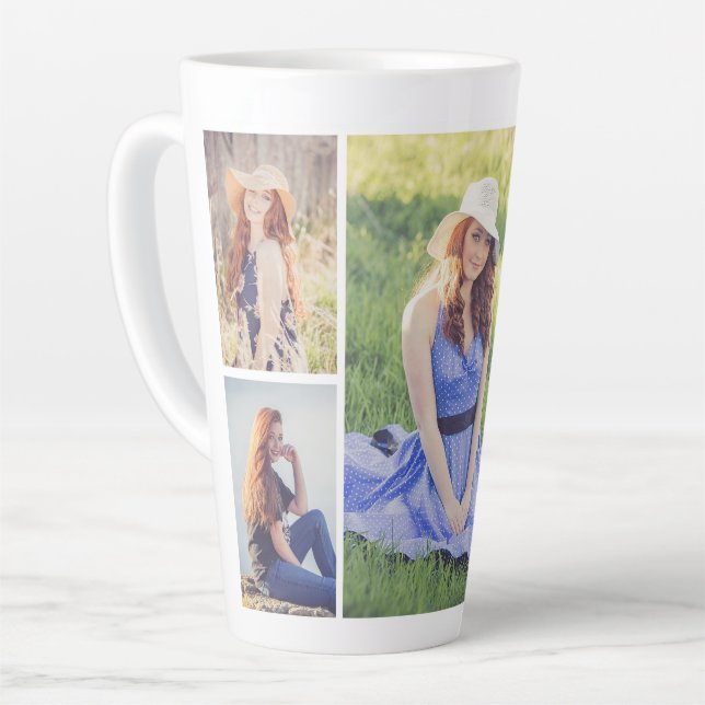Caneca De Café Latte Crie sua própria colagem de fotos (Ângulo esquerdo)