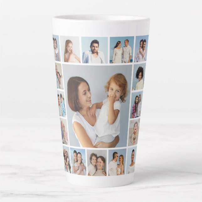 Caneca De Café Latte Crie Sua Própria Colagem De Fotos 17 (Frente)