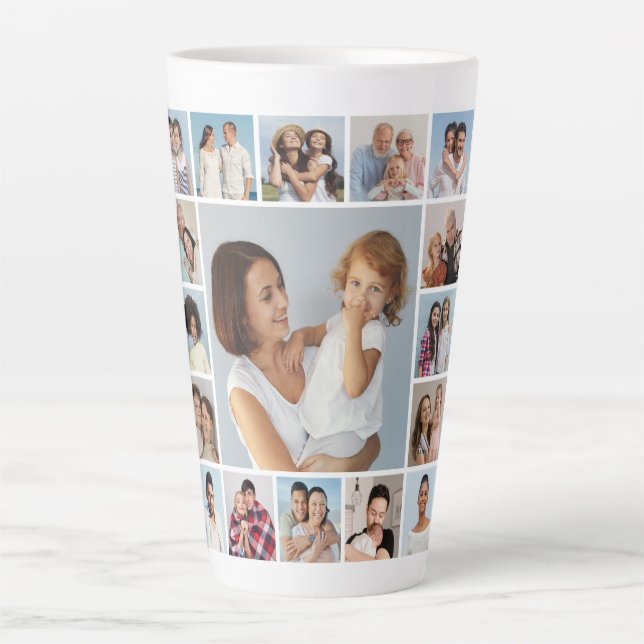 Caneca De Café Latte Crie Sua Própria Colagem De Fotos 17 (Frente)