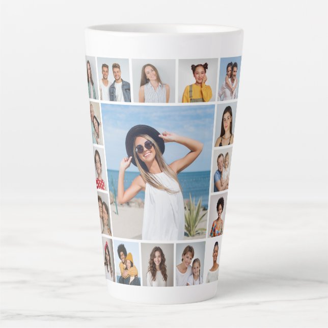 Caneca De Café Latte Crie Sua Própria Colagem De Fotos 17 (Frente)