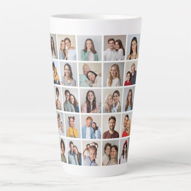 Caneca De Café Latte Crie Sua Própria Colagem De Fotos 25 (Frente)