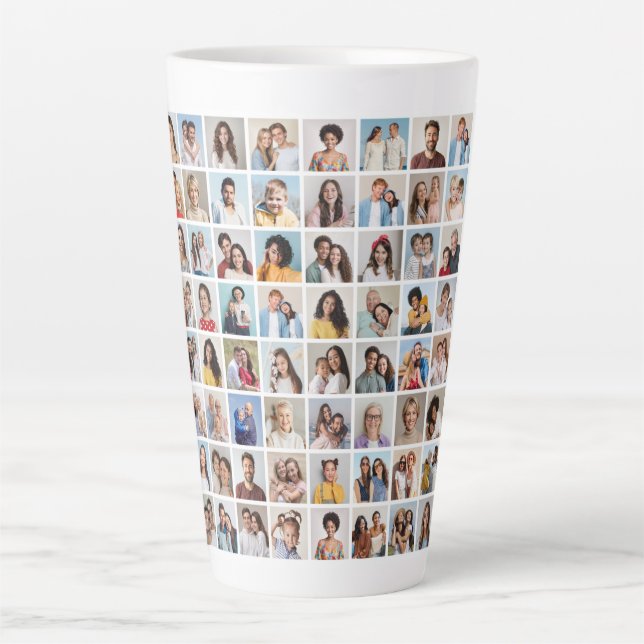 Caneca De Café Latte Crie Sua Própria Colagem De Fotos 64 (Frente)