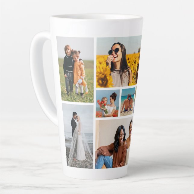 Caneca De Café Latte Crie sua própria colagem de fotos de 9 (Ângulo esquerdo)