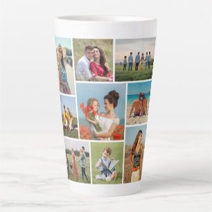 Caneca De Café Latte Crie sua própria colagem de fotos de 9