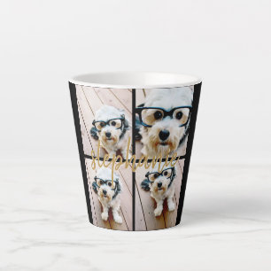 Caneca De Café Latte Crie sua própria coleção de 4 fotos - Nome do s