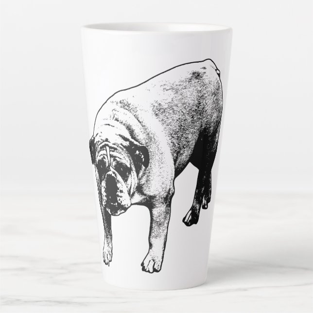 Caneca De Café Latte Crisp Noel Bulldog (Frente)