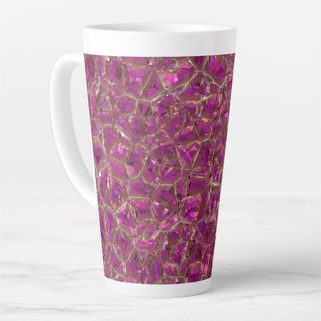 Caneca De Café Latte Cristal Rosa e Dourado (Ângulo esquerdo)