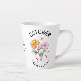 Caneca De Café Latte Cristão Personalizado da Flor Personalizada do Mês