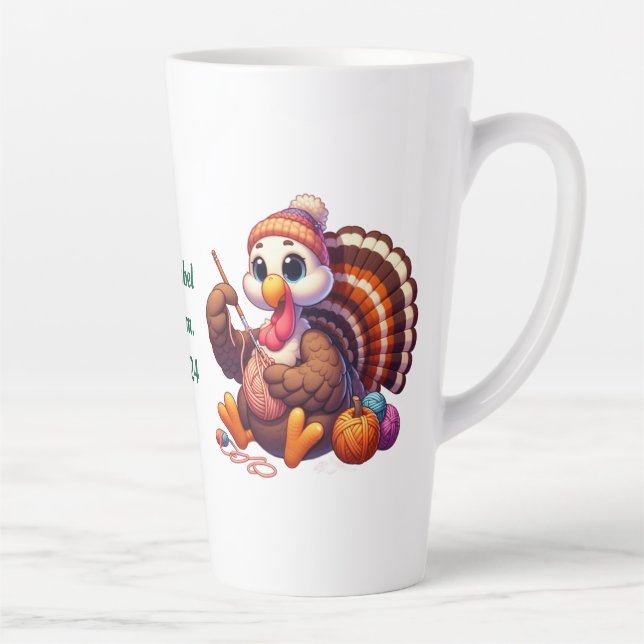 Caneca De Café Latte Crocheting de turkey com nome personalizado (Direita)