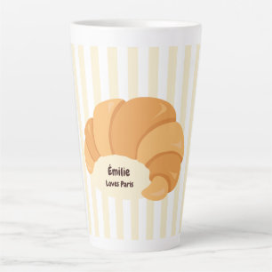 Caneca De Café Latte Croissant Amarelo