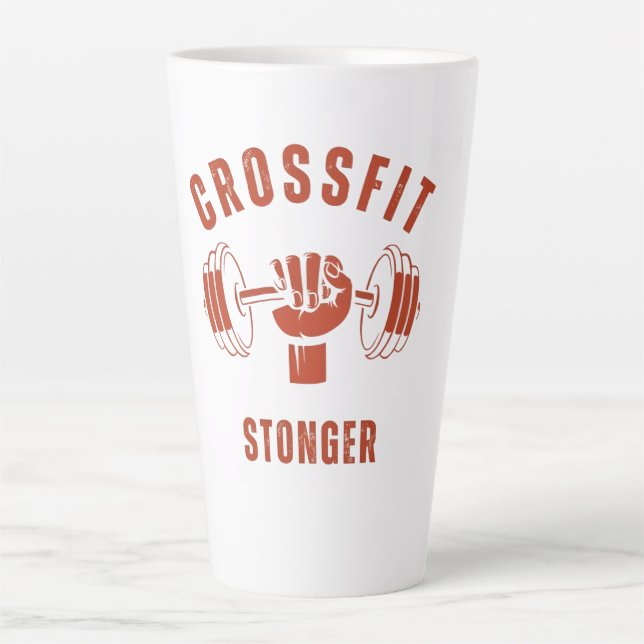 Caneca De Café Latte CrossFit Stronger--Power & Strength Mindset (Frente)
