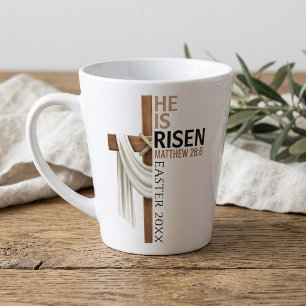 Caneca De Café Latte Cruz de Páscoa Vintage Personalizada Ele Ressuscit