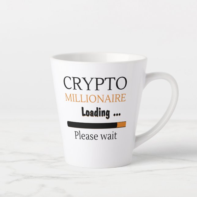 Caneca De Café Latte Crypto Millionaire Loading funny trading nft (Direita)