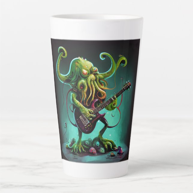Caneca De Café Latte Cthulhu Rock 'n Roll Latte Mug (Frente)