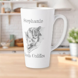 Caneca De Café Latte Cudddling de gatos personalizados