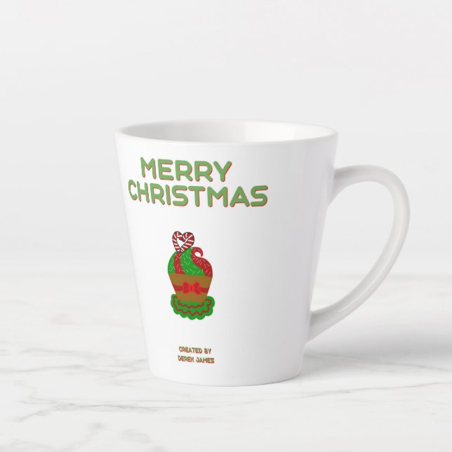 Caneca De Café Latte Cupcake de Natal - Lata Pequena (Direita)