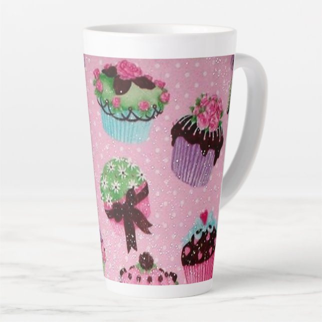 Caneca De Café Latte Cupcake rosa-claro (Ângulo direito)