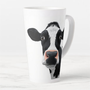 Caneca De Café Latte Curiosidade de Vaca em Close-Up