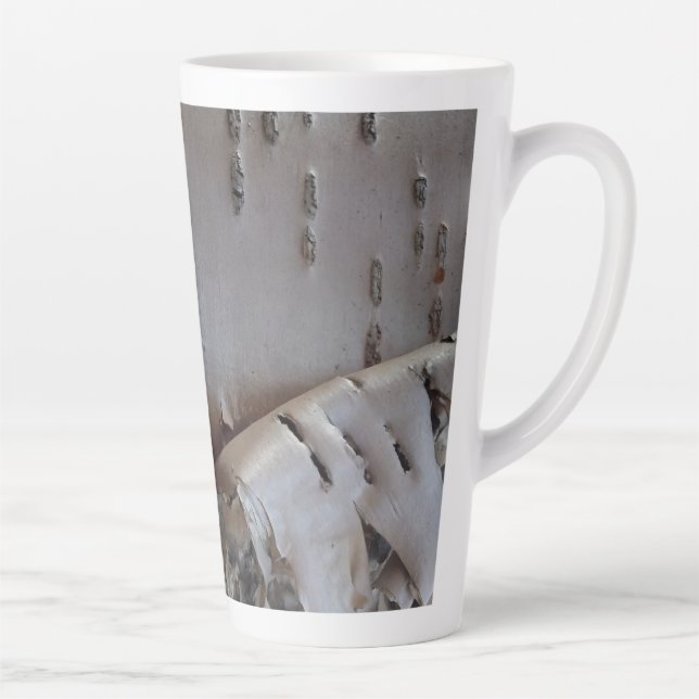 Caneca De Café Latte Curly Birch Bark Tree Rustic (Direita)