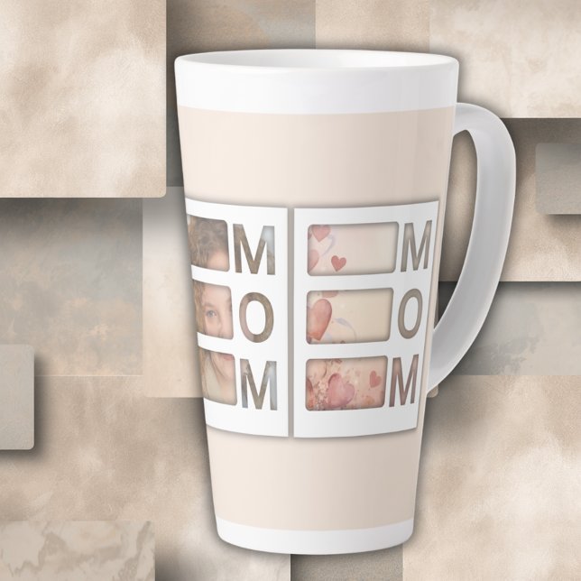 Caneca De Café Latte Custom best Mom 3 Photo Grid Birthday Keepsake (Criador carregado)