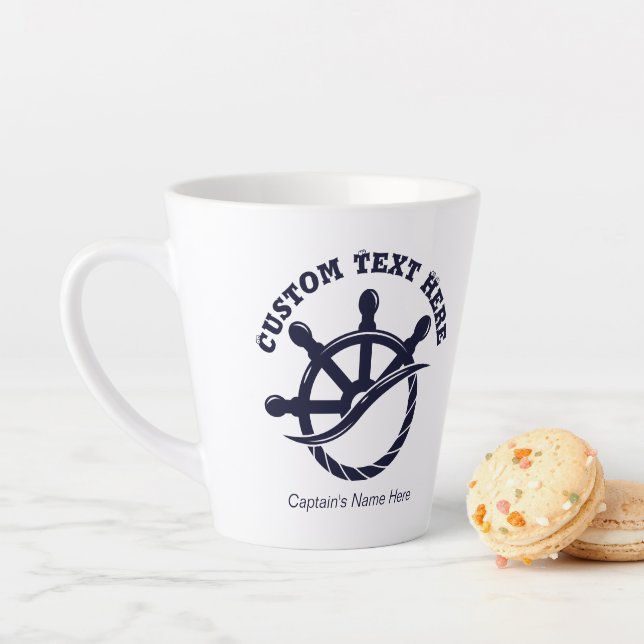 Caneca De Café Latte Custom Captain Boat Nautical Gift (In Situ)