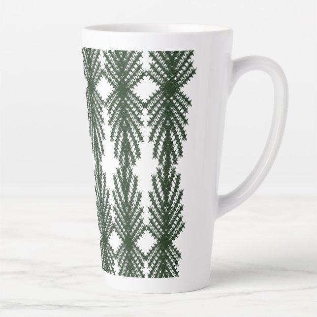 Caneca De Café Latte Custom Forest Green Pine Tree Abstract Pattern (Direita)