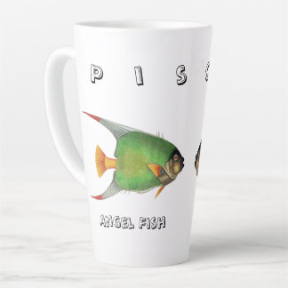 Caneca De Café Latte Custom Green Angel Fish Pisces Astrological Sign