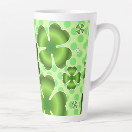 Caneca De Café Latte Custom Green Lucky Clover Pattern Gift