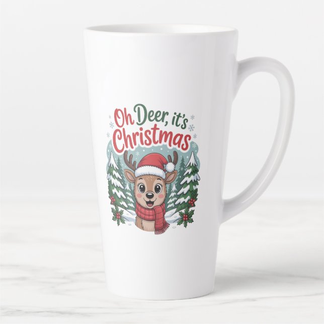Caneca De Café Latte Custom name deer Christmas  (Direita)