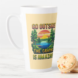 Caneca De Café Latte Custom Outdoor Nature Scene Pixel Art Graphic 