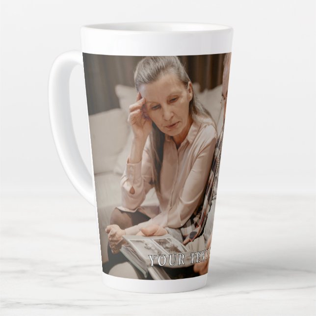 Caneca De Café Latte Custom Photo Gallery and Personalized Text (Ângulo esquerdo)