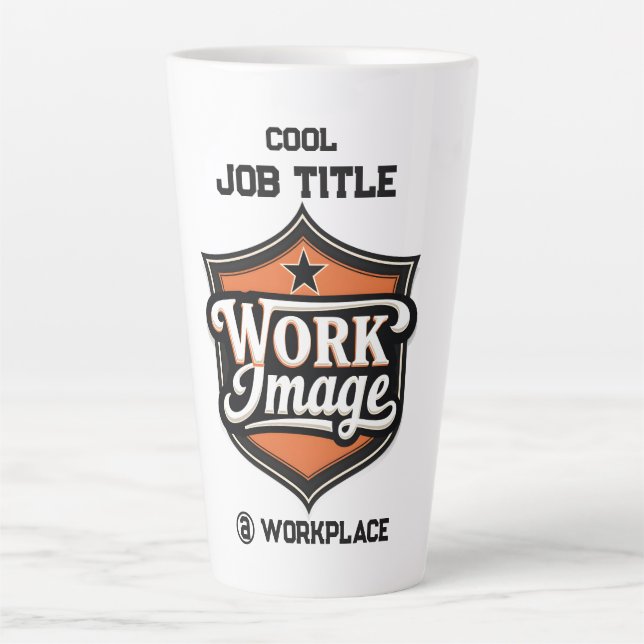 Caneca De Café Latte Custom Photo Personalized Job Title & Workplace  (Frente)