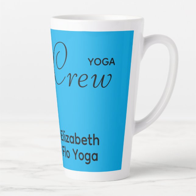 Caneca De Café Latte Custom Print Yoga Crew Azure Blue (Direita)