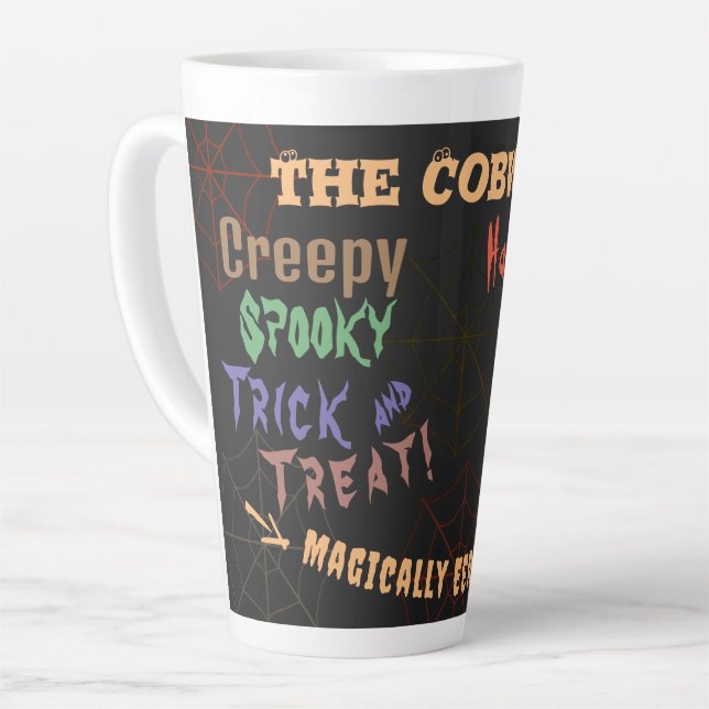Caneca De Café Latte Custom Spooky Halloween Magically Eerie Potions (Ângulo esquerdo)