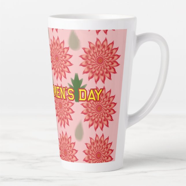 Caneca De Café Latte Custom Spring Flower Women's Day Pattern  (Direita)