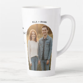 Caneca De Café Latte Custom Valentine's Day Couple’s Name & Picture