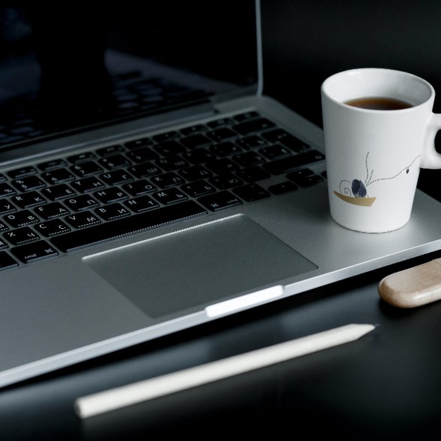 Caneca De Café Latte Customizable blue iris floral seashell coffee mug  (Criador carregado)