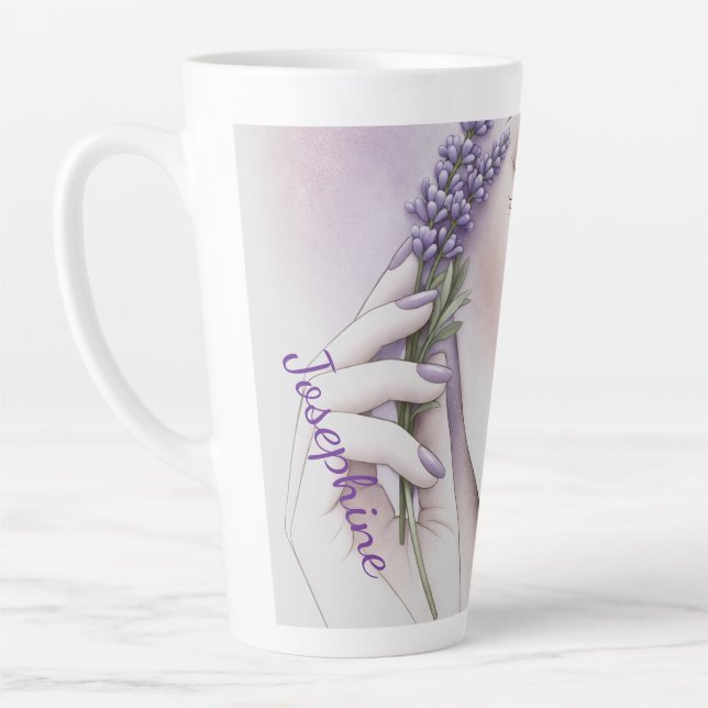Caneca De Café Latte Customized Lavender Purple Woman Elegant Beauty  (Esquerda)