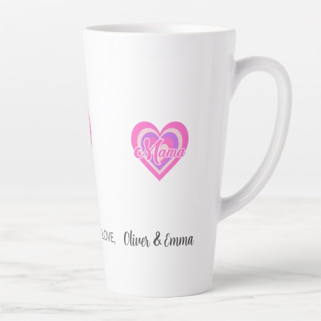 Caneca De Café Latte Custon Retro Heart Mama (Direita)