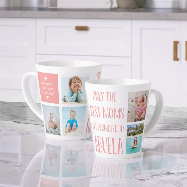 Caneca De Café Latte Cute Abuela Avós Foto e nome (Criador carregado)