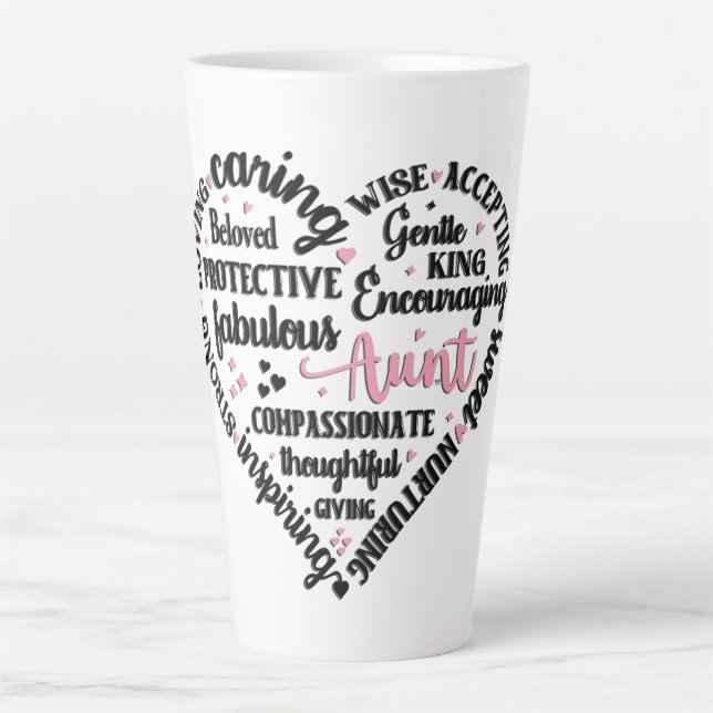 Caneca De Café Latte Cute Aunt Heart Mug (Frente)