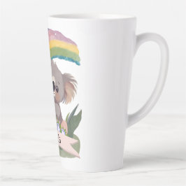 Caneca De Café Latte Cute Baby Koala Rainbow Nome Personalizado