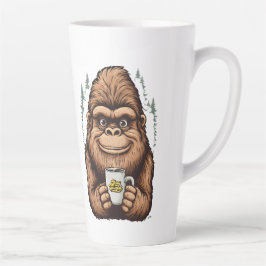 Caneca De Café Latte Cute Bigfoot Drinking Coffee  Funny Sasquatch 
