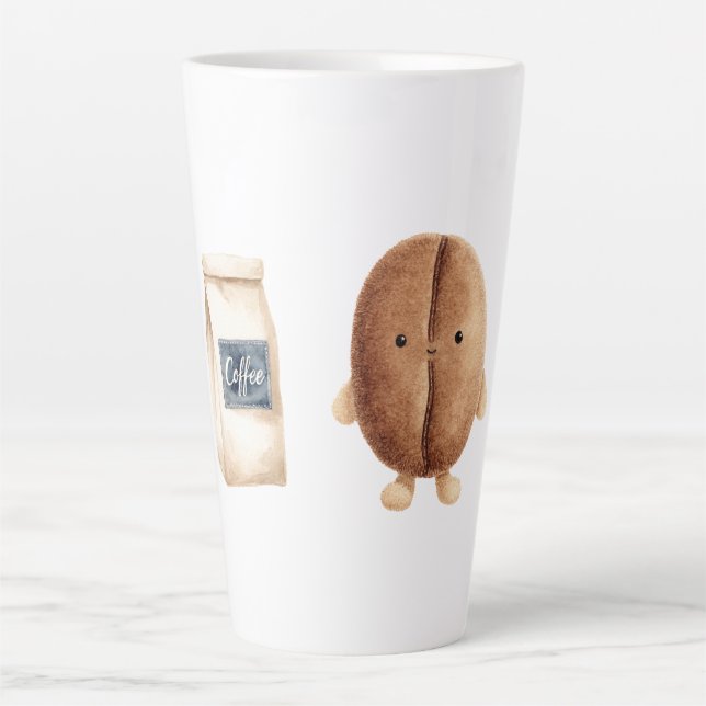 Caneca De Café Latte Cute Café Bean (Frente)